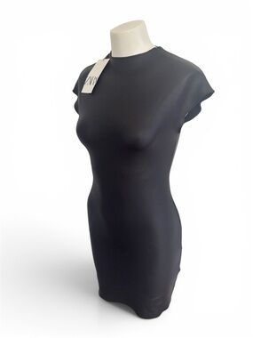 ZARA Bodycon Mini Dress Black Cap Sleeve New Size M